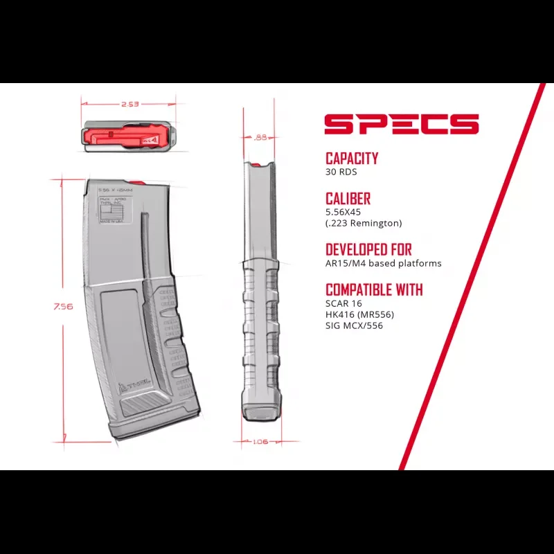 Thril Zásobník AR15, kal. 5,56mm / 30rd - šedý
