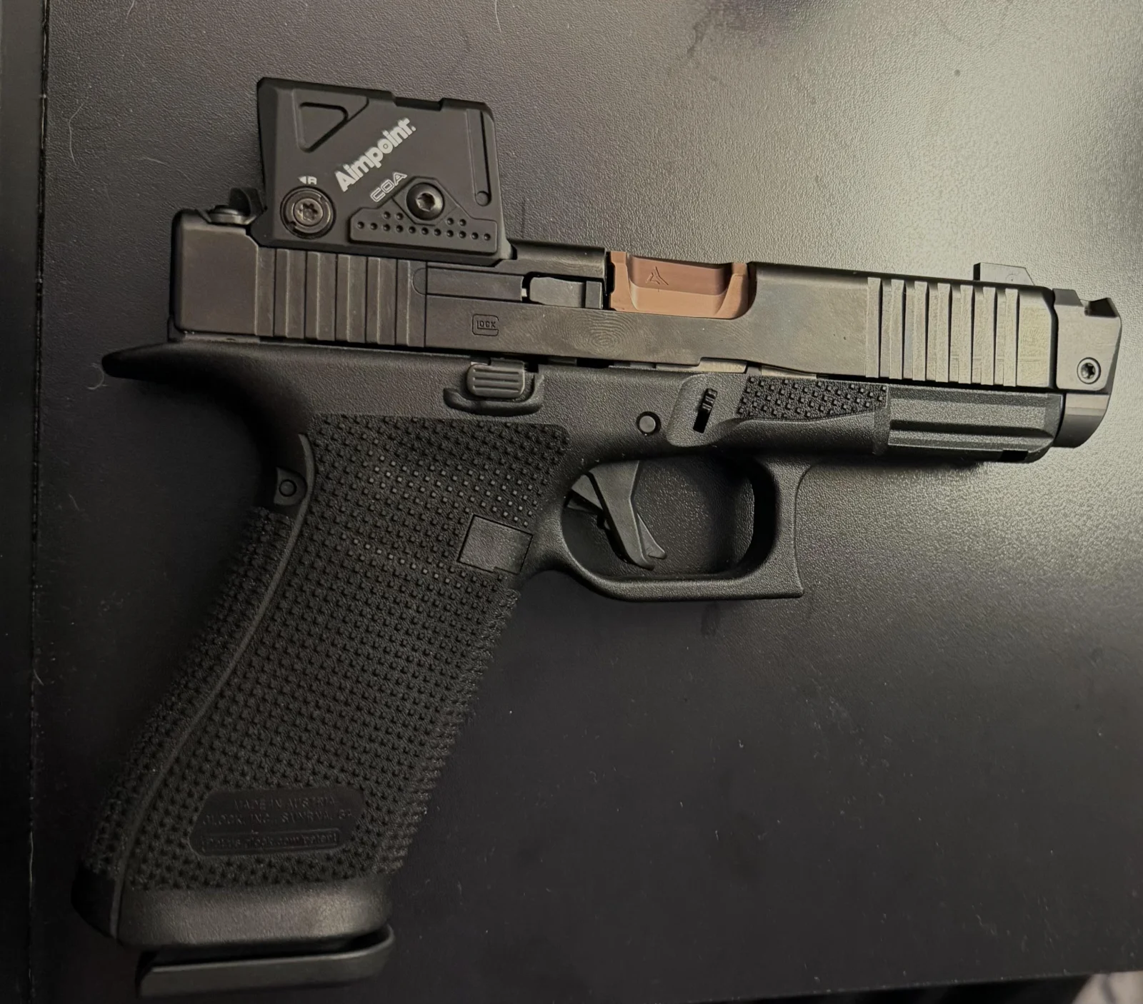 Hlaveň s kompenzátorom Radian Afterburner + Ramjet Glock 19/45 Gen6, Bronze