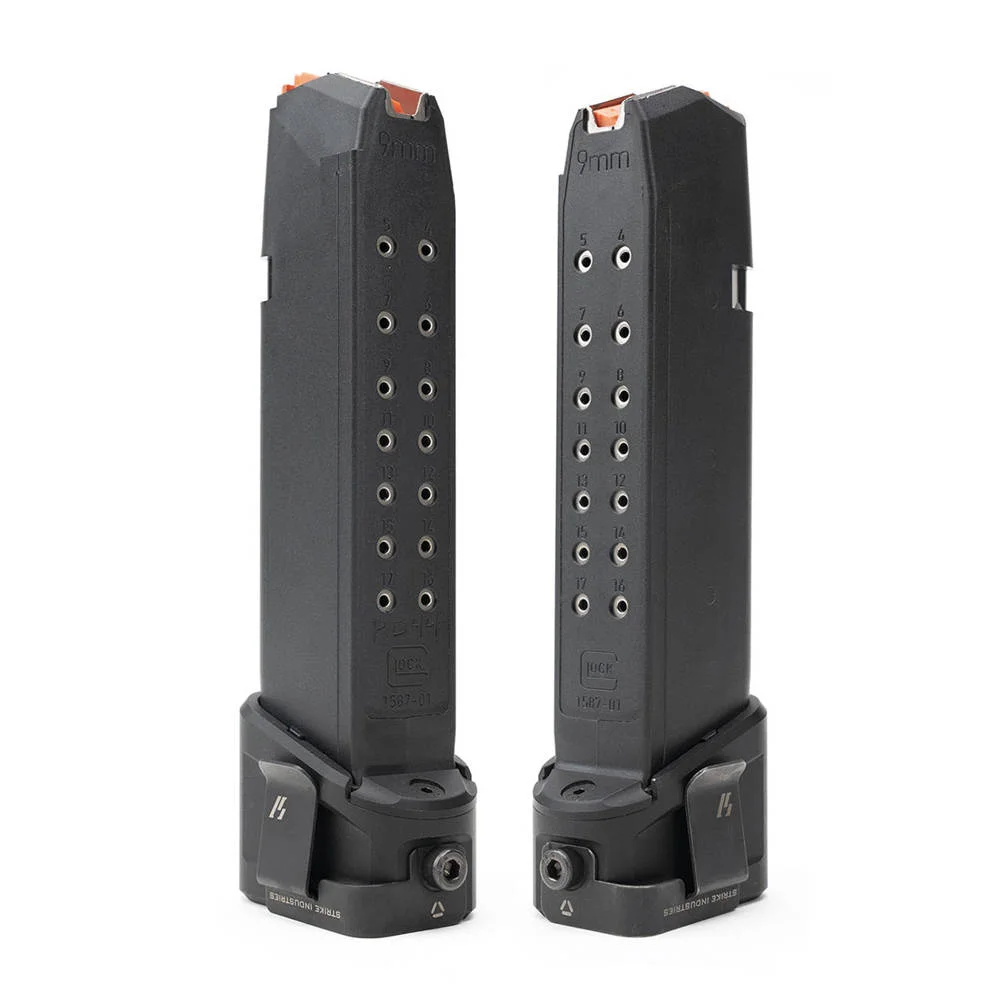 Hliníková botka zásobníka Strike Industries EMP pre Glock G17 (9 mm) / G22 (.40 S&W), FDE